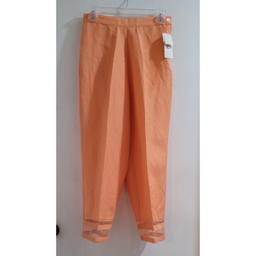 Vintage Womans Sz 4 POETIC Orange Ramie Rayon Pants